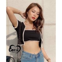 Áo croptop ống viền màu kèm áo khoác tay ngắn cùng màu cực sexy