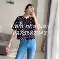 Áo croptop phối màu thể thao