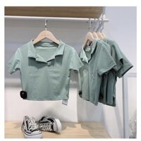 Áo croptop polo trơn có cổ