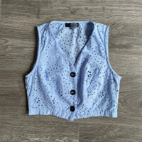 Áo croptop ren xanh dương