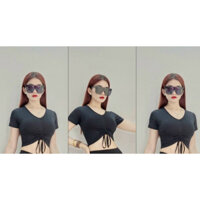 Áo croptop rút dây giữa, áo tập gym yoga aerobic, áo thể thao chất đẹp vải chính phầm, đồ tập