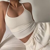 Áo croptop sát nách ôm eo chéo lưng năng động dành cho bạn nữ