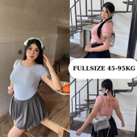Áo croptop size 45-95kg hottend 2024 cột nơ sau form lớn bigsize at35 SMILEBIGSIZE