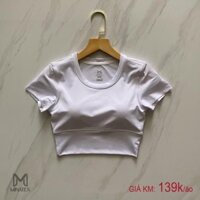 Áo croptop tập gym yoga đai bo xiết eo có mút đi kèm Minatex