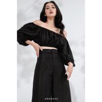 Áo croptop tay bồng nữ 2NDDATE TOP028B - Black,S