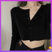 ao croptop tay dai ao croptop tre vai Áo len dài tay nữ dệt kim nhỏ áo len mùa thu đông, áo khoác nhỏ, áo khoác siêu ngắn gợi cảm, áo crop top cạp cao bm top