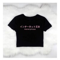 ao croptop tay dai áo thun croptop áo croptop tay phồng AliExpress Amazon Nguồn internet công chúa bảng chữ cái crop top ngắn tay áo thun gợi cảm