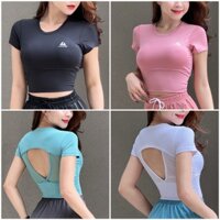 Áo Croptop Thể Thao Nữ Hở Lưng Có Kèm Mút Đai Bo Siết Eo Tập Gym Yoga Vải Thun Lạnh