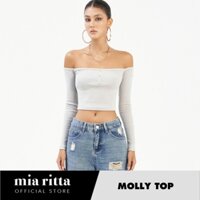 Áo croptop thun dài tay trễ vai len gân Mia Ritta Molly Top A2138