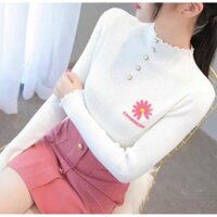 Áo Croptop Thun Gân Cổ Lọ