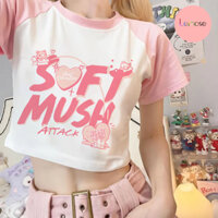 Áo Croptop Thun Nữ In Chữ Đáng Yêu Cá Tính