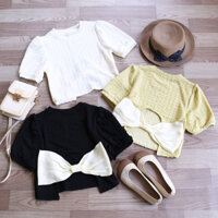 ÁO CROPTOP THUN XỐP NƠ SAU