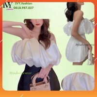 Áo croptop trắng trễ vai 🔥satin🔥 cúp ngực bồng ivy fashion đi biển dự tiệc dạo phố bigsize gợi cảm sexy đẹp