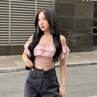 Áo Croptop Trễ Vai 2 Tầng TiQi Jeans A202