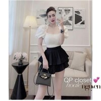 Áo Croptop Trễ Vai, Áo Croptop Tay Bồng Dáng Ôm, Áo Voan Cát Cực Đẹp