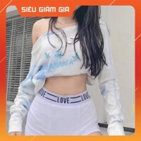 Áo Croptop Trễ Vai Loang Freesize Dưới 60Kg