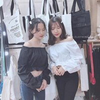 Áo croptop trễ vai tay bồng