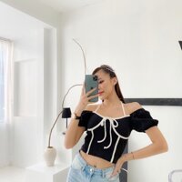 Áo croptop trễ vai thiết kế