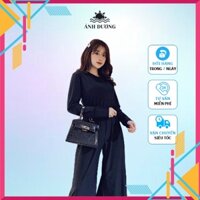 Áo croptop và quần ống rộng thể thao nữ màu đen năng động Ánh Dương Clothing