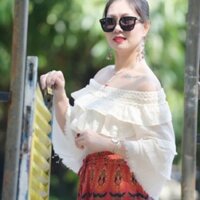 Áo croptop xô bẹt vay tay loe còn hình cuối