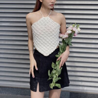 Áo croptop yếm cột dây 2 lớp có mút ngực Knit Camisole (Mặc được nhiều kiểu)