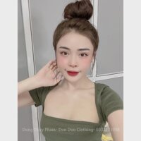 Áo crotop cổ vuông + chân váy quây