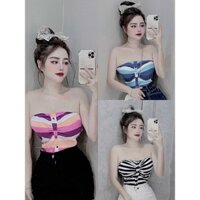 Áo cup ngực kẻ đính khuy