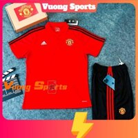 Áo Đá Banh CLB Manchester United Training 2023/2 Màu Đỏ Quần Đen - Áo MU Training Chất Vải Gai Thái Chuẩn áo tập thi đấu