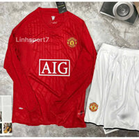 Áo Đá Banh Nam Nữ CLB M.U - Set Bộ Bóng Đá dài tay Clb Manchester United 2008 áo đỏ quần trắng