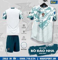 Áo Đá Banh Tuyển Bồ Đào Nha World Cup 2026 Màu Trắng Xanh