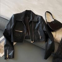 Áo Da Biker Nữ Croptop AGUSS - Áo Khoác Da Phong Cách Đường Phố Cao Cấp