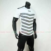 Áo đá bóng T90 màu trắng đen không logo 2019 2020 – Thun lạnh cao cấp