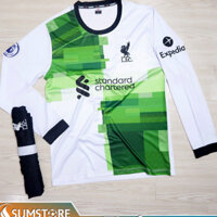 Áo đá bóng tay dài CLB Li vơ phun Trắng Xanh 2023