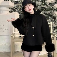 Áo Dạ Cổ Nơ Phóo Cúc Ngọc Tay Lông Dành Cho Nữ By Trang Mun G45