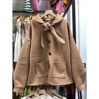 Áo dạ cổ sen, buộc nơ (kèm ảnh thật + video)