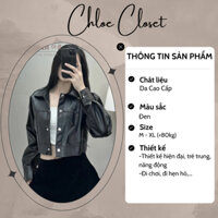 Áo Da Croptop Nữ Dài Tay, Áo Khoác Da Cúc Bấm 204
