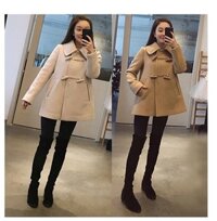 Áo Dạ Hàn Khuy Sừng Dáng Ngắn - Be - L - Dạ - (SALE)