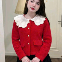 Áo dạ lông thỏ nữ dáng ngắn cổ sen tươi tắn Top Women Jacket  [HÀNG ĐẸP LOẠI 1]