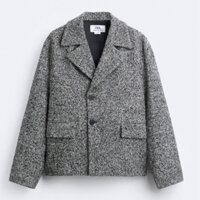 Áo dạ nam dáng crop Zara authentic HERRINGBONE TEXTURED JACKET LIMITED EDITION 6722/254 size L-XL