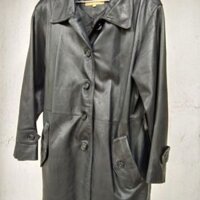 Áo da nam dáng dài màu đen