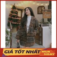 Áo Dạ Nữ Kẻ Lót Bông Form Rộng Hàng Quảng Châu Ak0036 - Yamy888