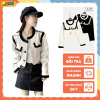 Áo dạ tweed nữ dáng ngắn hai màu Đen Trắng Áo khoác dạ mùa Thu Đông C&H Clothing