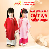 Áo Dài Bé Gái 8-22kg Tông Màu Tết Xinh Xắn Chất Vải Lụa Mềm Mịn Baby-S – SAD012