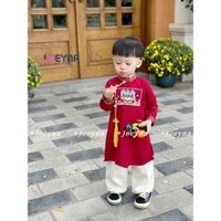 Áo dài bé trai, Áo dài cho bé trai Joeyna, áo dài cách tân bé trai 8kg đến 25kg, áo dài Thiên Ý phối gấm Rồng mặc tết