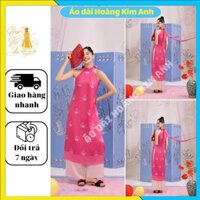 Áo dài các tân nữ thiết kế cổ yếm thêu hoa không tay may sẵn mặc Tết - Áo dài truyền thống nàng thơ màu Hồng dịu dàng