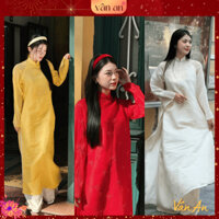 Áo Dài Các Tân Voan Tơ Thêu Hoạ Tiết Hoa Ốc Cho Các Nàng Diện Tết, Du Xuân - Áo Dài Tết - Áo Dài Vân An