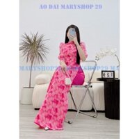 Áo Dài Cách Tân 4 Tà Hoa Nhí Màu Hồng Sen Cực Xinh Tôn Dáng Tôn Da - Áo Dài Mary29