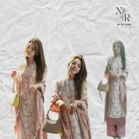 Áo Dài Cách Tân 4 Tà Màu Hồng Cẩm Anh Von Tơ Hoa Nổi Đính Ngọc Tay Lỡ Hàng May Sẵn  - Áo Dài Nara