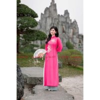 Áo dài cách tân 4tà Mai Ly hồng sen họa tiết thêu kết hoa tinh tế, nhẹ nhàng thiết kế thương hiệu thời trang Vinna