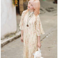 Áo dài cách tân Bạch Vũ- Hiên Trần, mẫu áo dài dáng suông phối tay nỡ đính kết nỡ giản dị thanh lịch